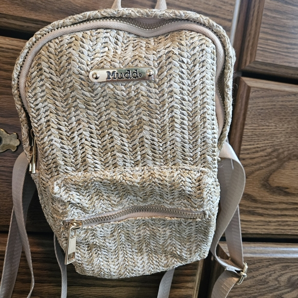 Mudd Solid Straw/Rattan Mini Backpack - Picture 1 of 6